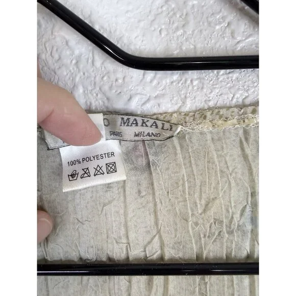 Vtg Y2K Alberto Makali Pleated Top Sz L Sequin Floral Lace Patchwork Fairy Artsy - Picture 4 of 10